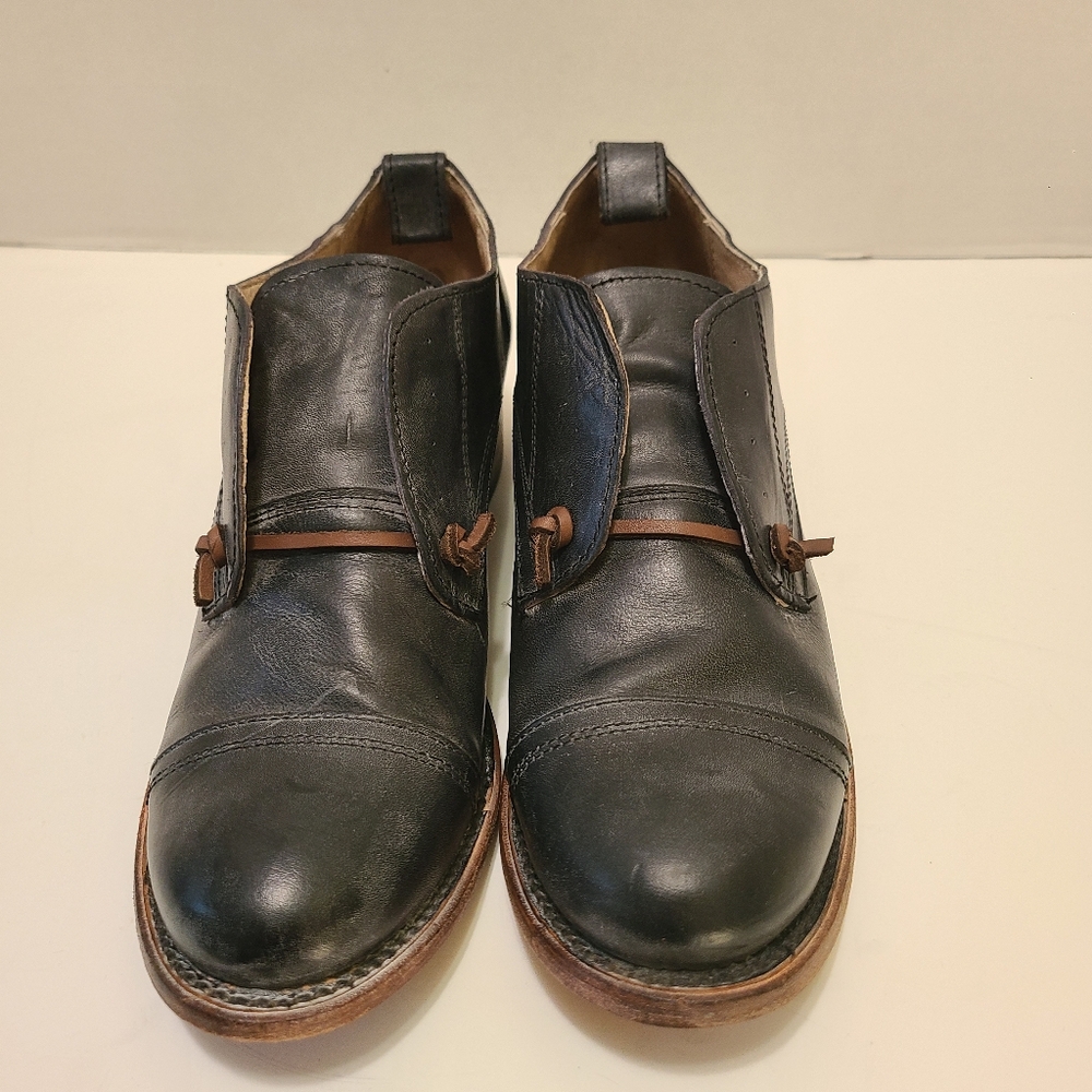 Freebird By Steven "Mabel" Black Grey Distressed Leather Shoes Size 10 - Picture 5 of 15